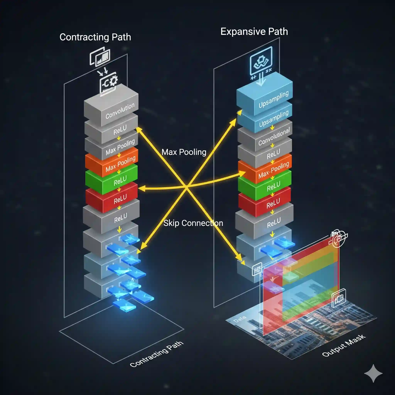 Typical architecture for semantic segmentation using deep learning models