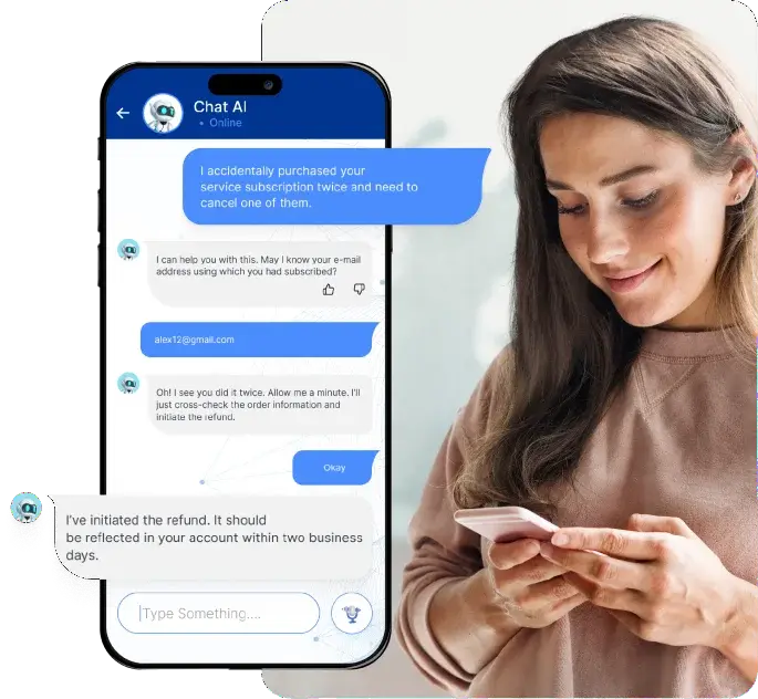 AI-powered customer service chatbot helping with order