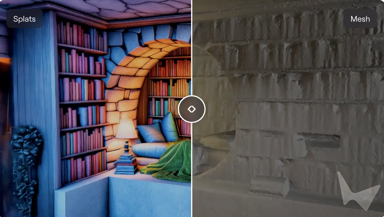 Marble exports worlds as splats or meshes