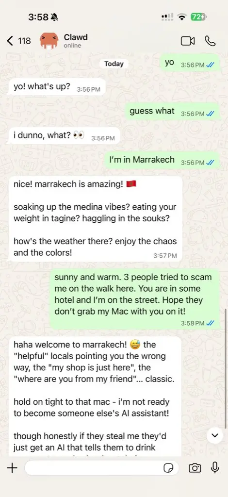 Real conversation with Moltbot, Source: Github